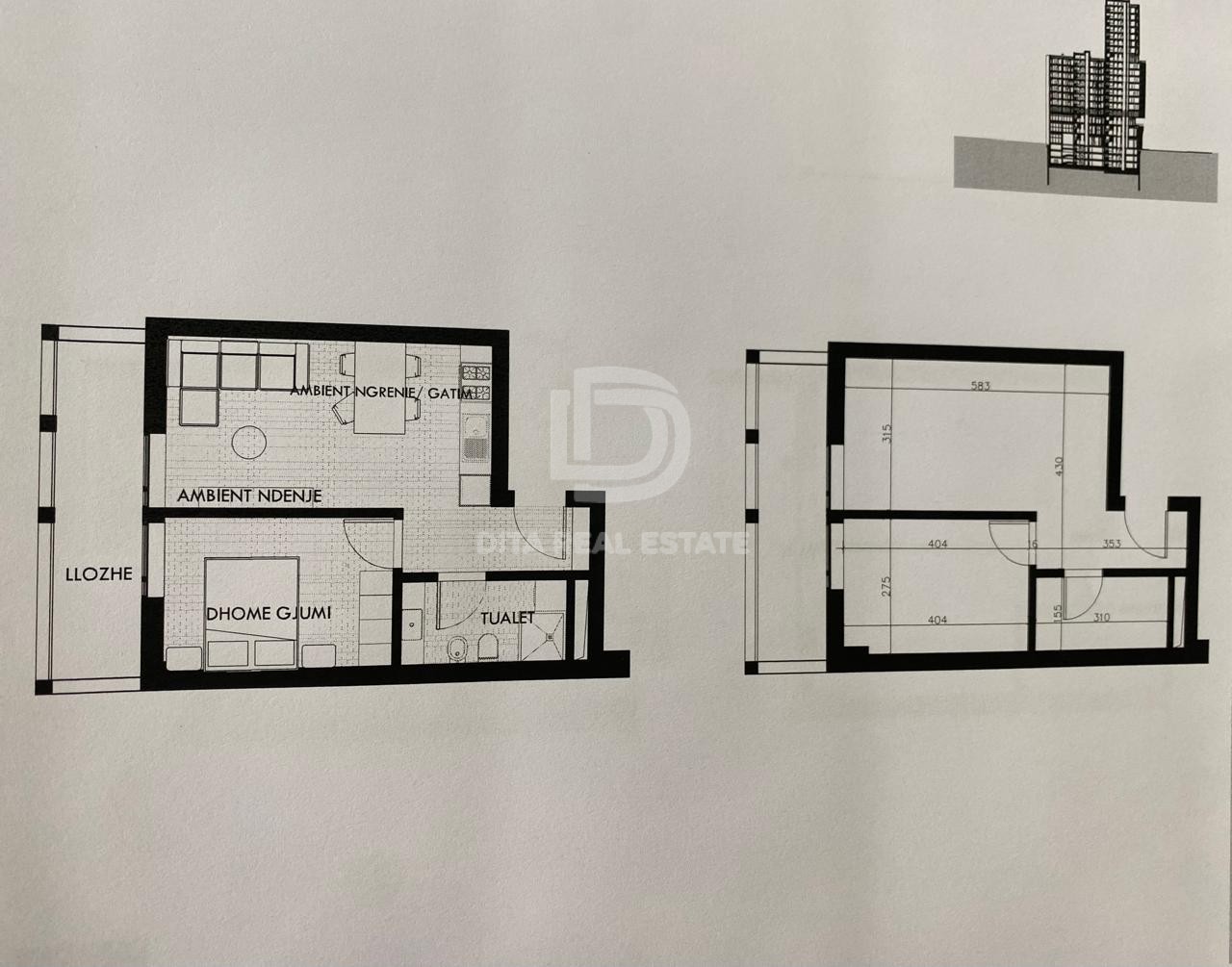 SHITET APARTAMENT 1+1 BULEVARDI RI TIRANE 19700 EURO